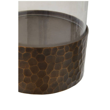 Antique Gold Finish and Glass Small Hurricane Candle Holder