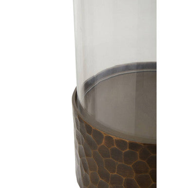 Antique Gold Finish and Glass Small Hurricane Candle Holder