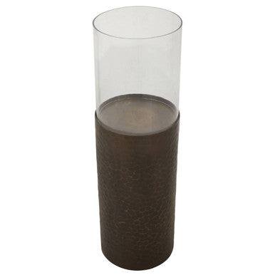 Small Floor Standing Candle Holder In Antique Gold