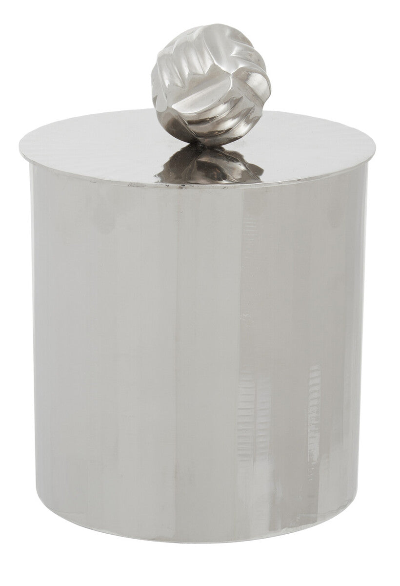 Silver Metal Large Trinket Box with Vertical Texture
