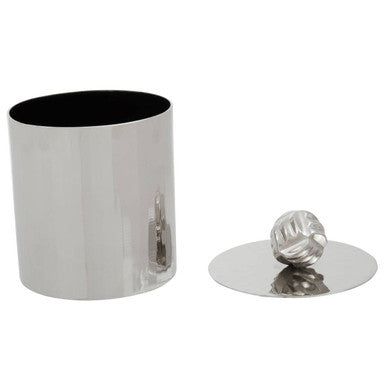 Silver Metal Large Trinket Box with Vertical Texture