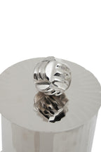 Silver Metal Large Trinket Box with Vertical Texture