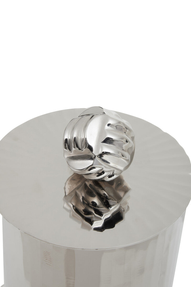 Silver Metal Large Trinket Box with Vertical Texture