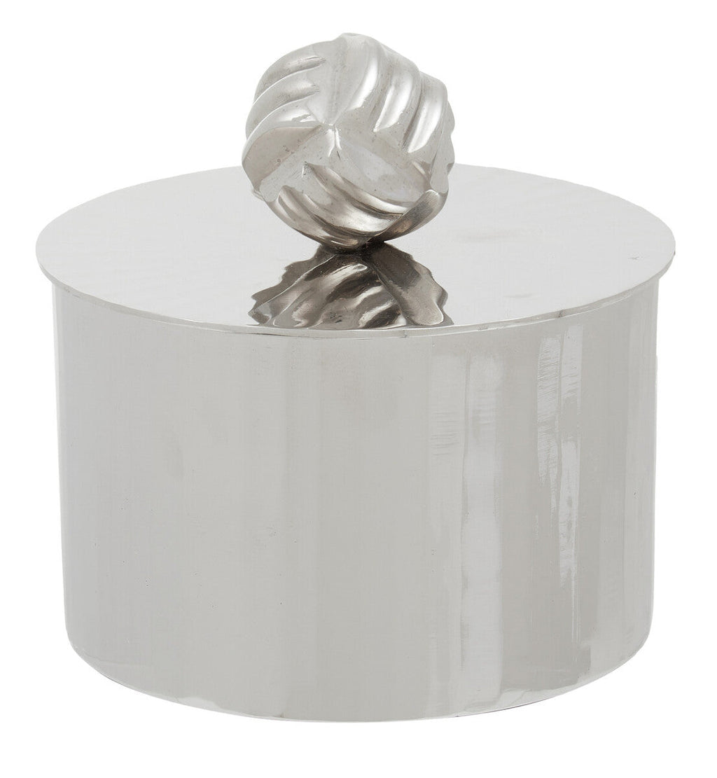 Silver Metal Small Trinket Box with Vertical Texture