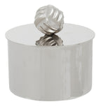Silver Metal Small Trinket Box with Vertical Texture