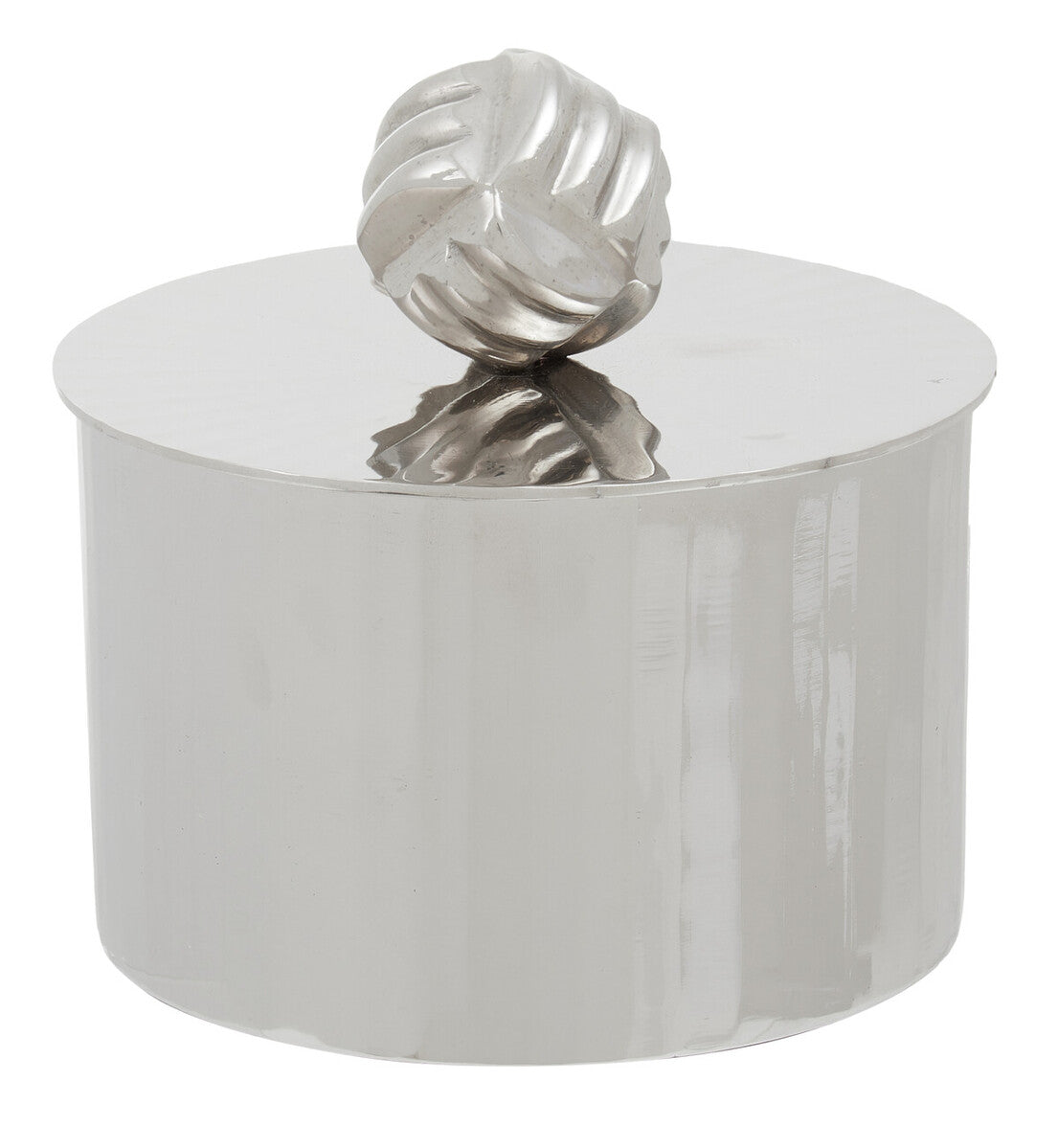 Silver Metal Small Trinket Box with Vertical Texture