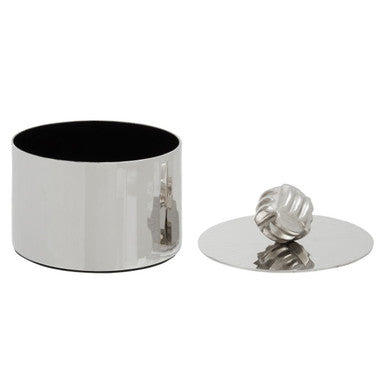 Silver Metal Small Trinket Box with Vertical Texture