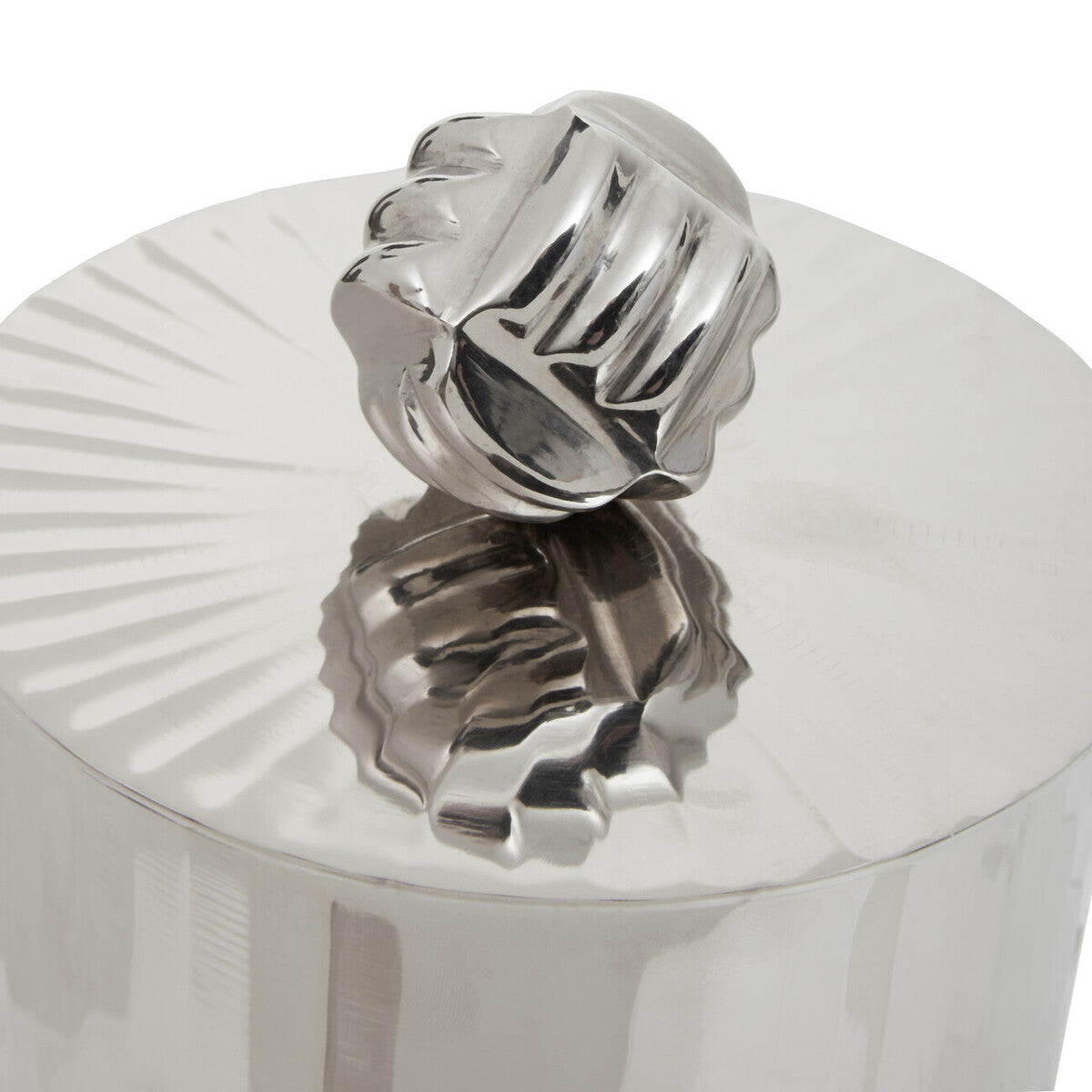 Silver Metal Small Trinket Box with Vertical Texture