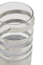Silver Metal and Glass Large Hurricane Candle Holder with Spiral Design