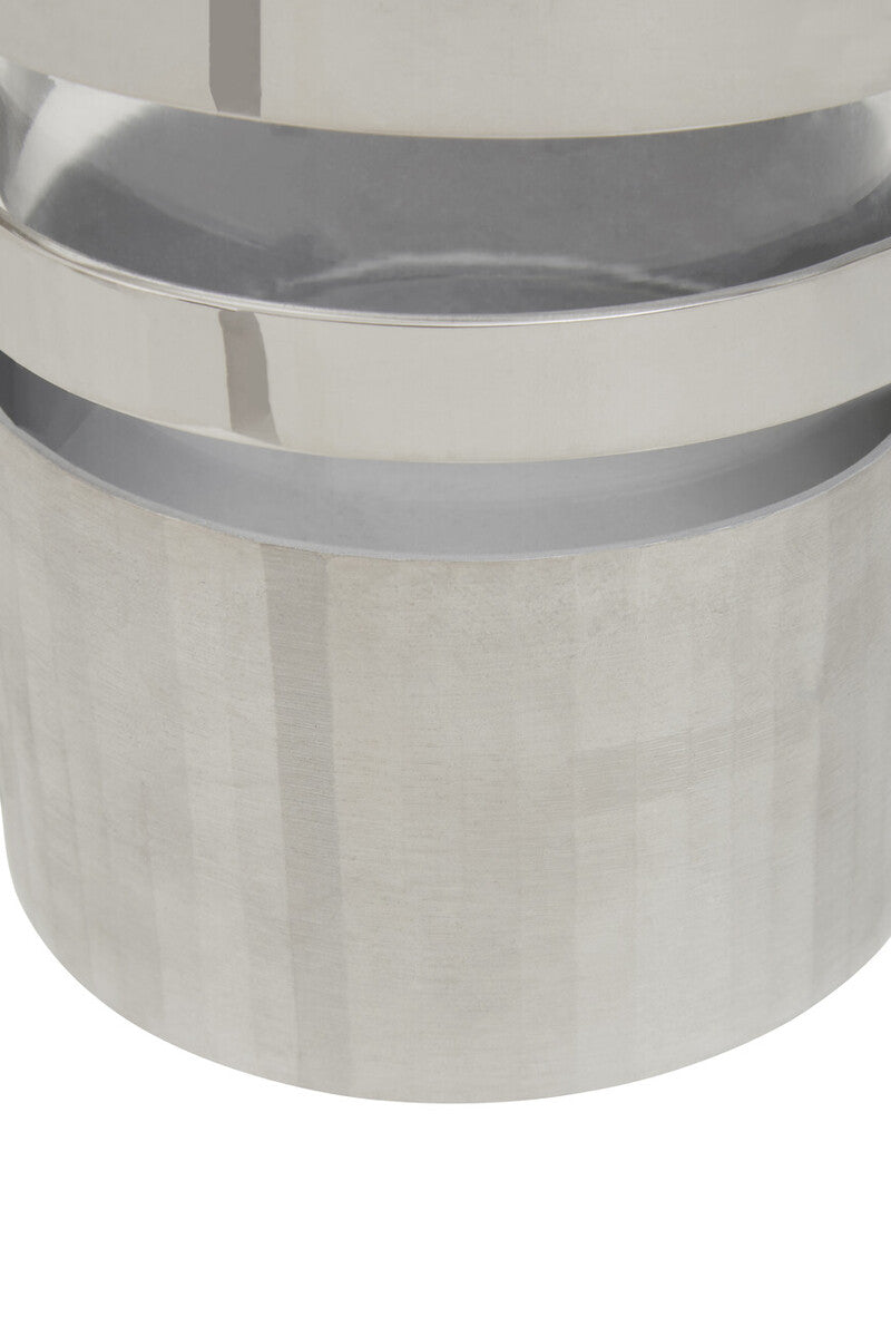 Silver Metal and Glass Small Hurricane Candle Holder with Spiral Design