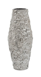 Small Silver Textured Metal Vase