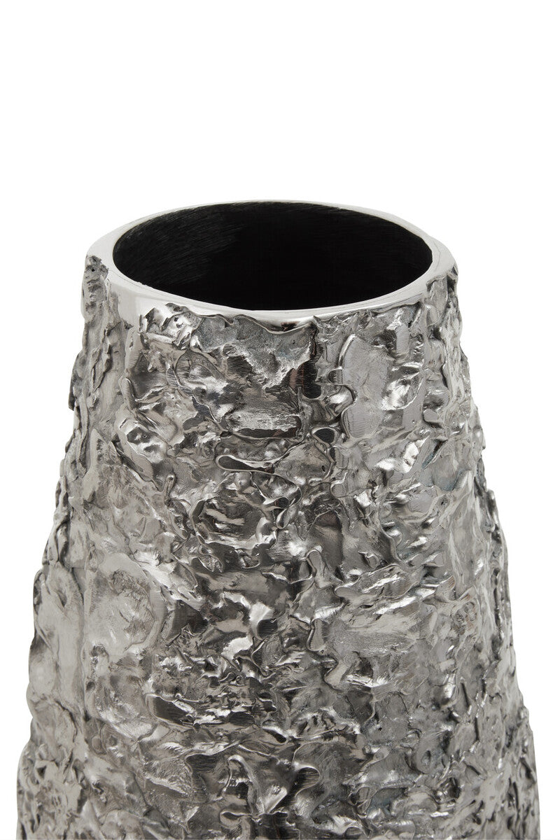 Small Silver Textured Metal Vase