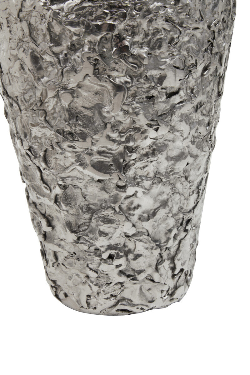 Small Silver Textured Metal Vase