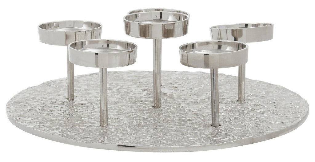 Silver Round 6 Pillar Candle Holder