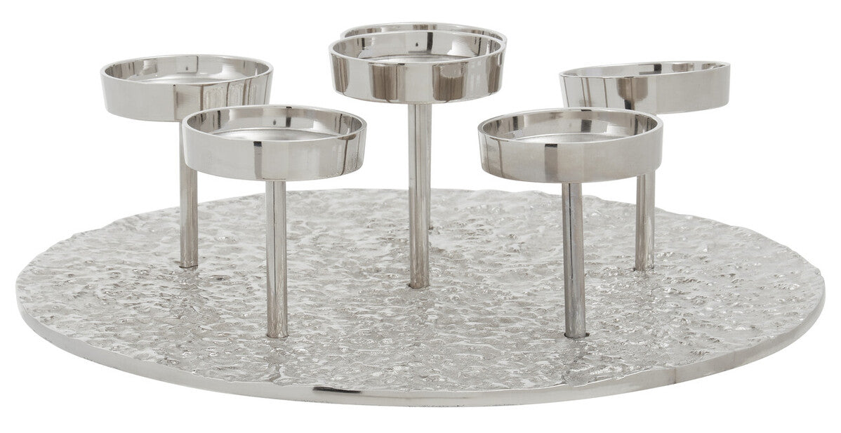 Silver Round 6 Pillar Candle Holder