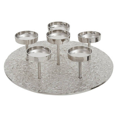 Silver Round 6 Pillar Candle Holder