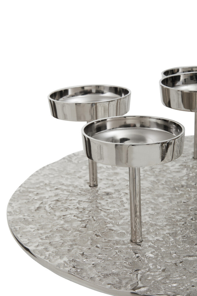 Silver Round 6 Pillar Candle Holder