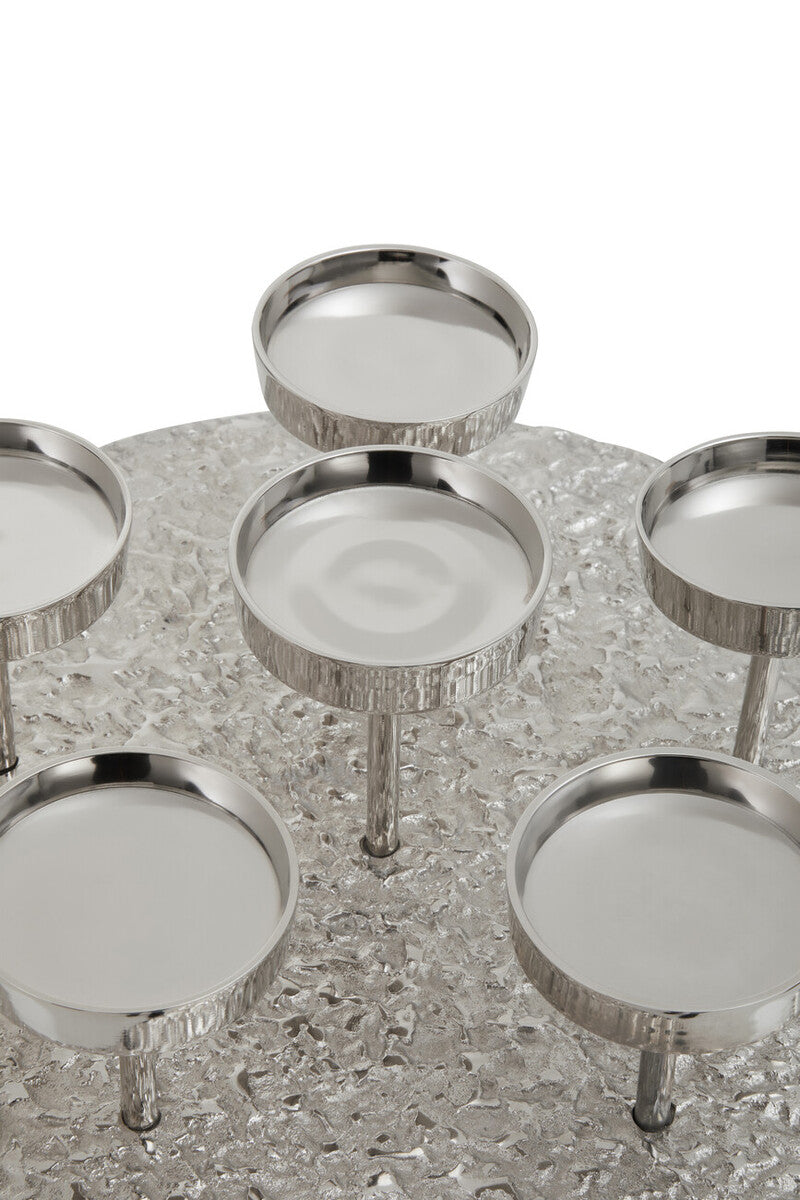 Silver Round 6 Pillar Candle Holder