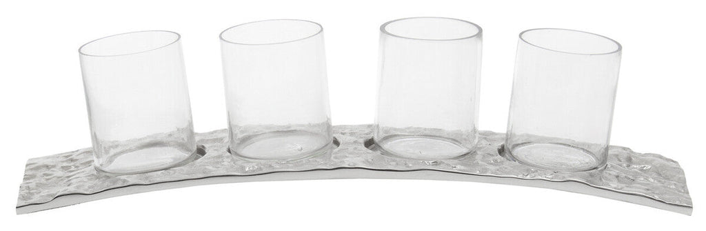 Curved 4 Tealight Holder in Silver