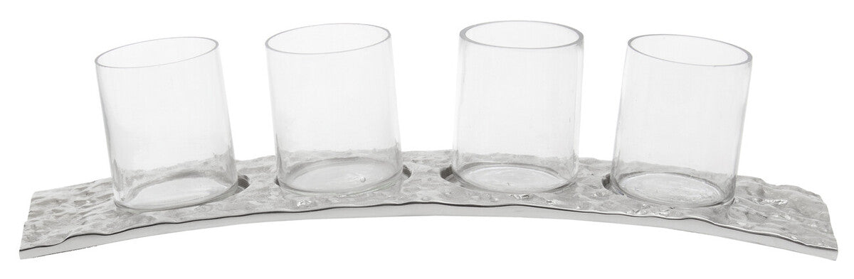 Curved 4 Tealight Holder in Silver