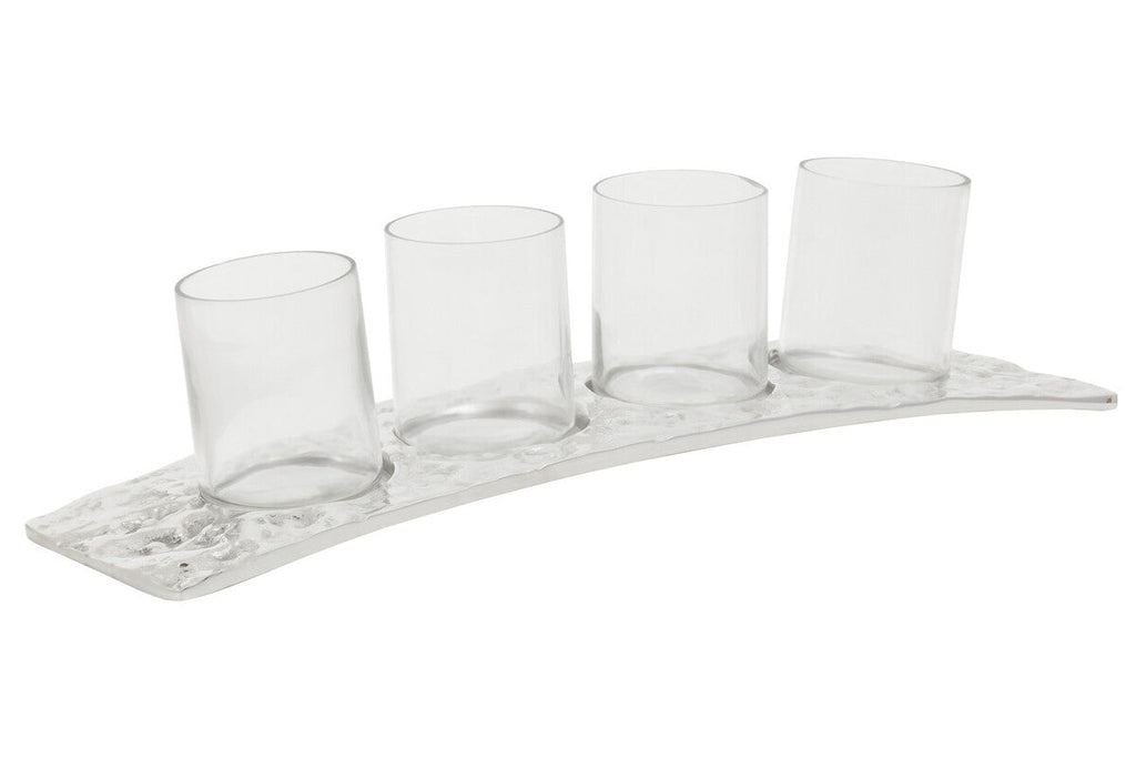 Curved 4 Tealight Holder in Silver