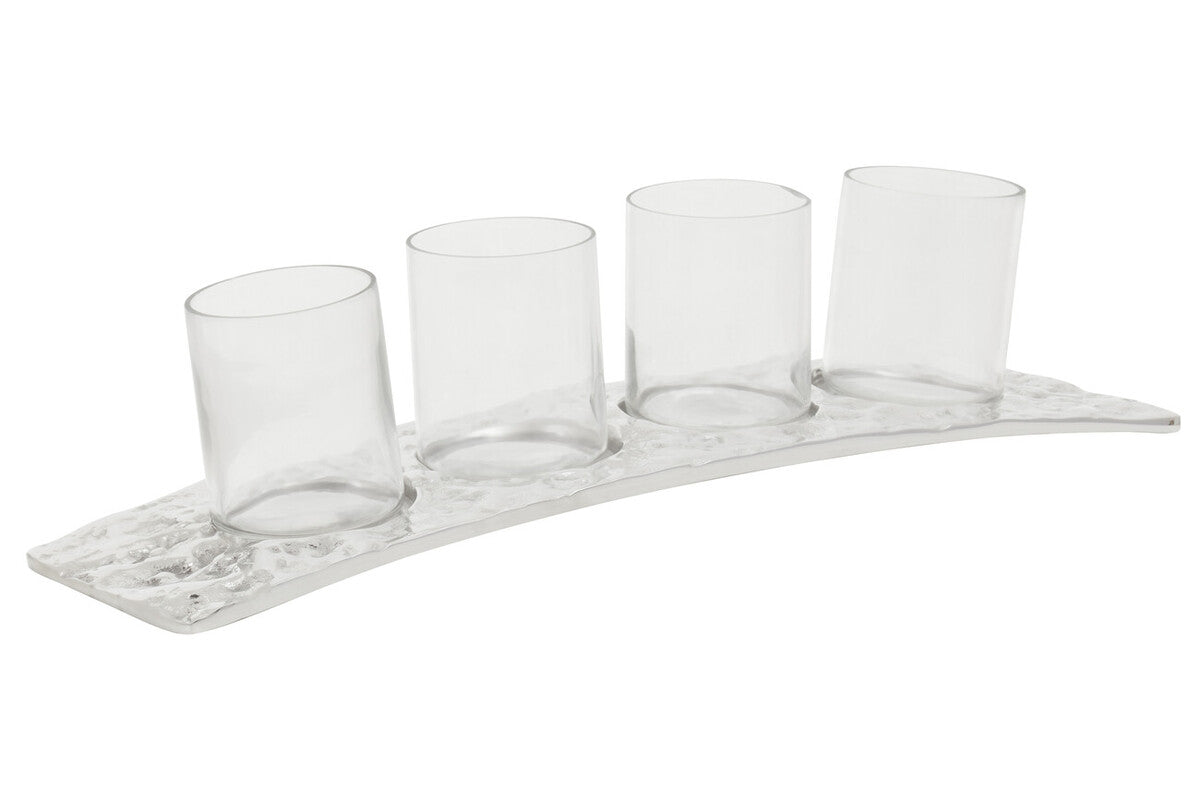 Curved 4 Tealight Holder in Silver