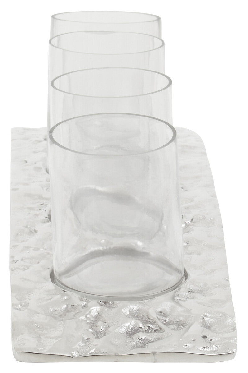 Curved 4 Tealight Holder in Silver