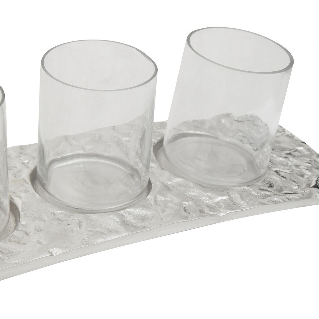 Curved 4 Tealight Holder in Silver