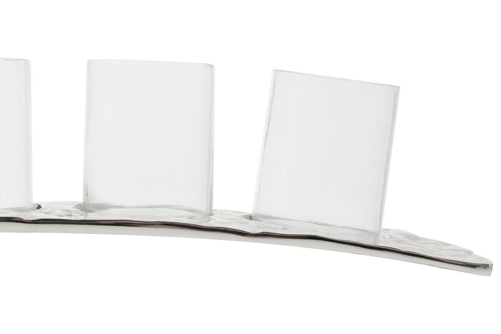 Curved 4 Tealight Holder in Silver