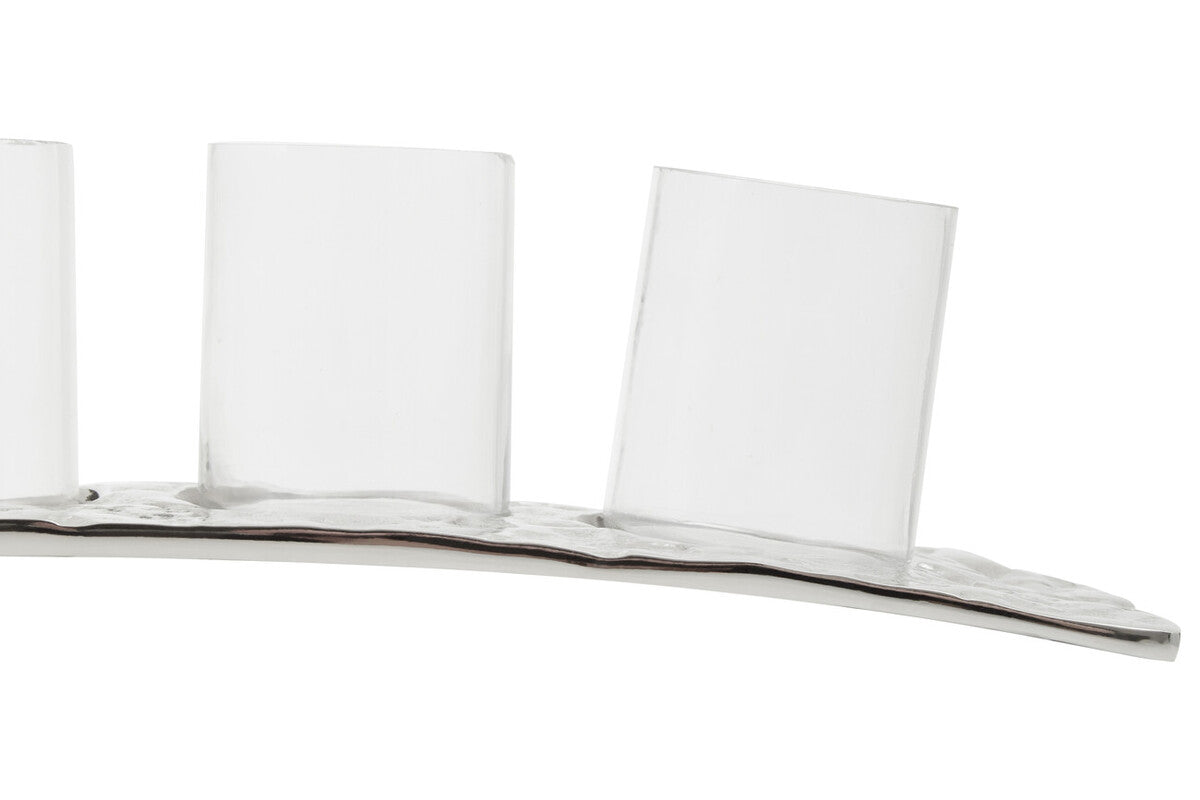 Curved 4 Tealight Holder in Silver