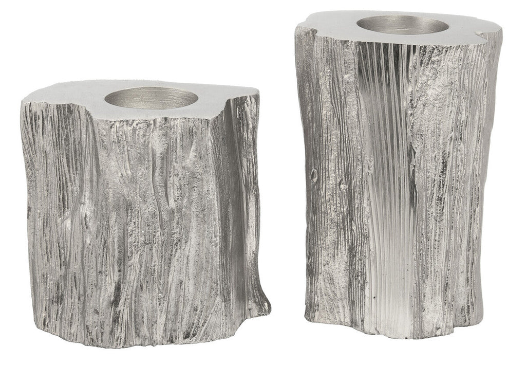 Silver Finish Set of 2 Tealight Holders