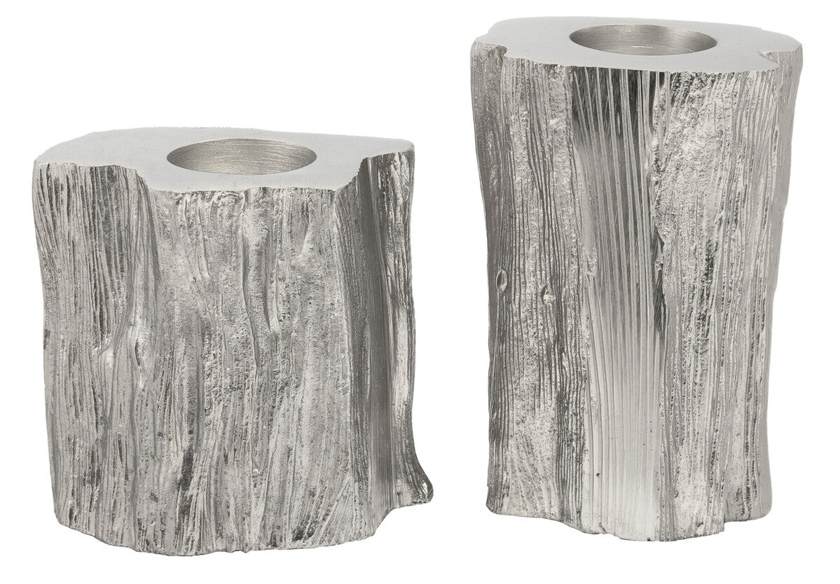 Silver Finish Set of 2 Tealight Holders