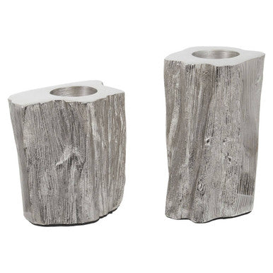 Silver Finish Set of 2 Tealight Holders