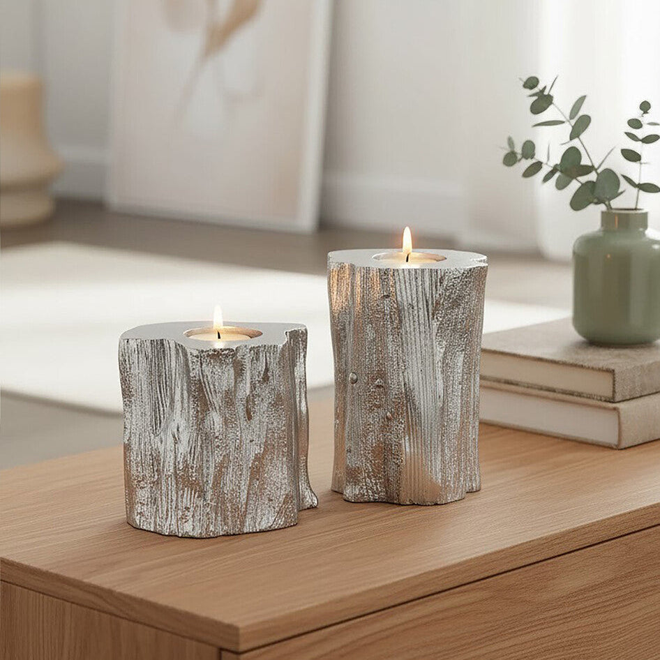 Silver Finish Set of 2 Tealight Holders