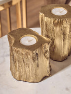 Set Of Two Gold Tealight Holders