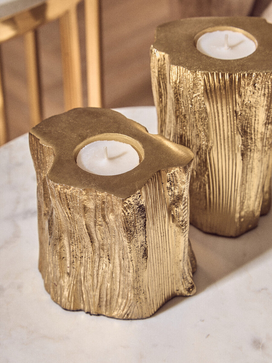Set Of Two Gold Tealight Holders