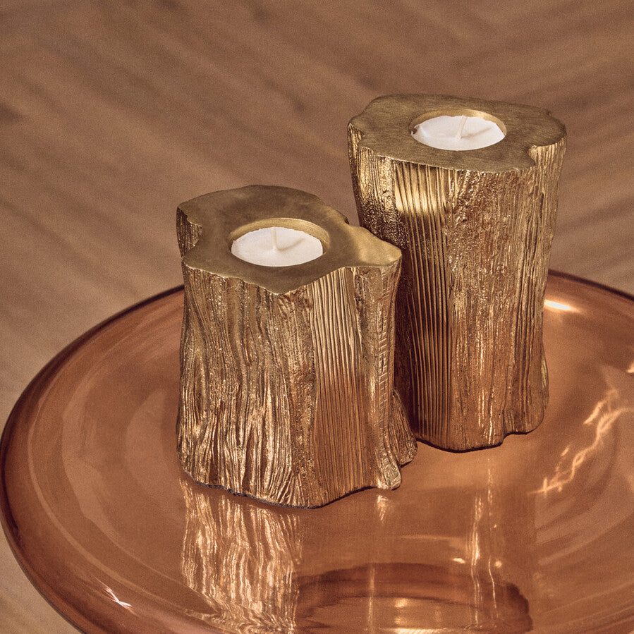 Set Of Two Gold Tealight Holders