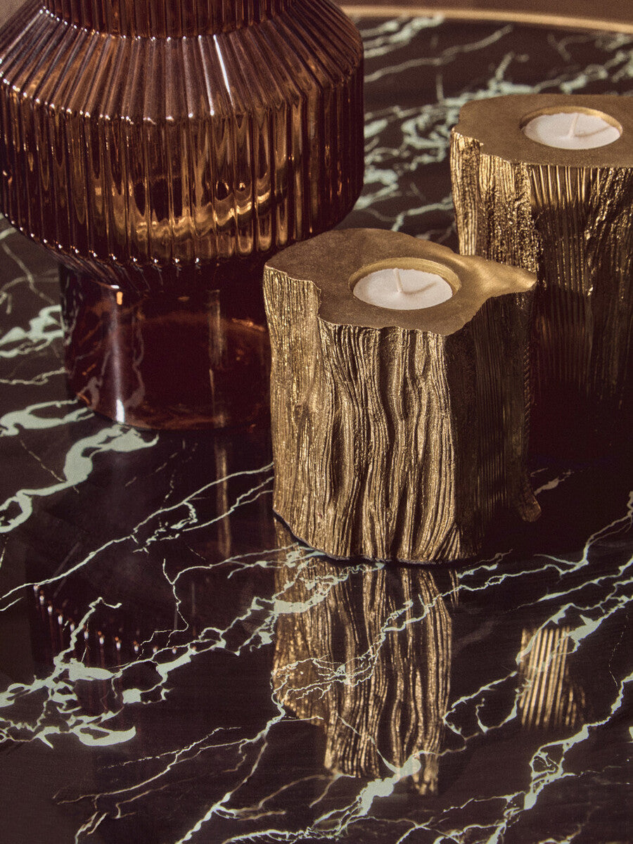 Set Of Two Gold Tealight Holders