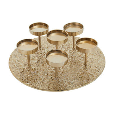 Gold Round Six Pillar Candle Holder