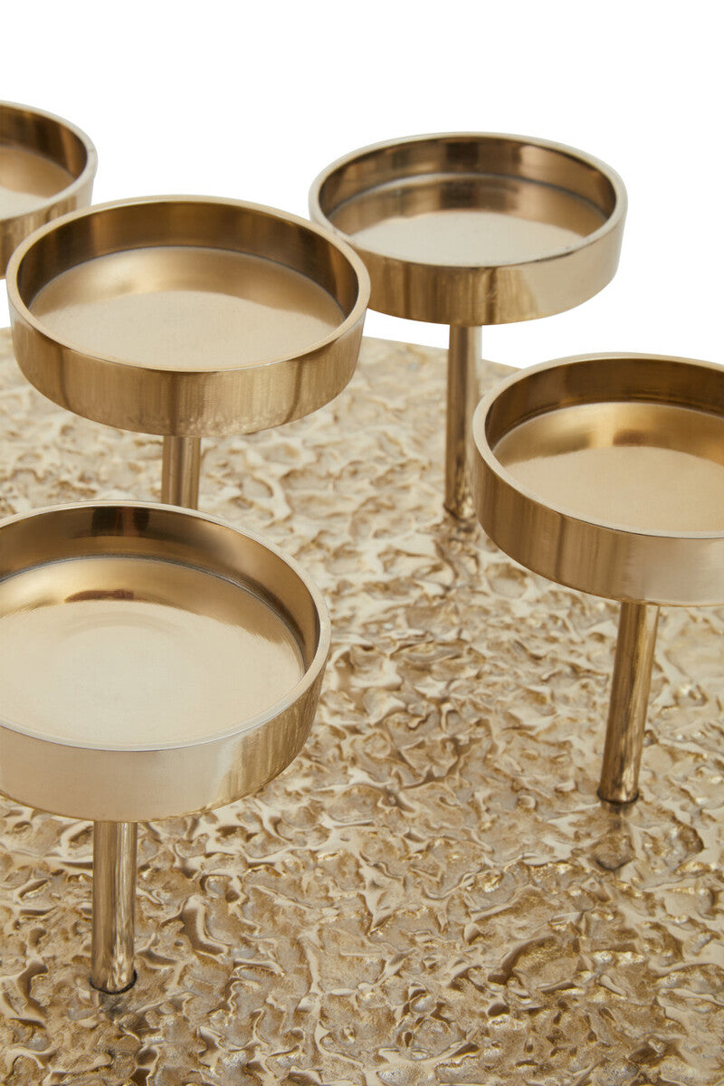 Gold Round Six Pillar Candle Holder