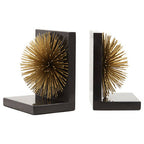 Set of Two Gold Finish Starburst Bookends
