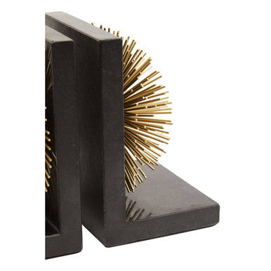 Set of Two Gold Finish Starburst Bookends