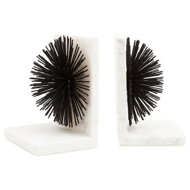 Set of Two Black Finish Starburst Bookends