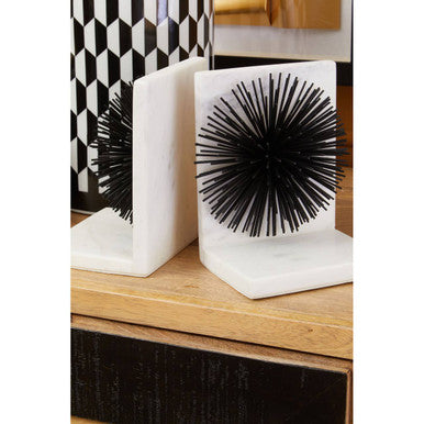 Set of Two Black Finish Starburst Bookends