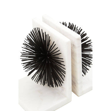 Set of Two Black Finish Starburst Bookends