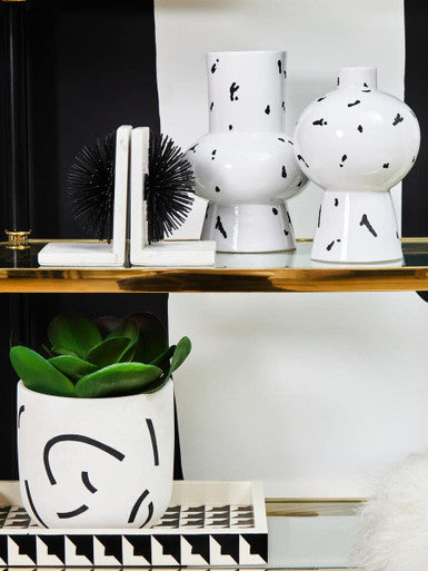 White and Black Small Vase