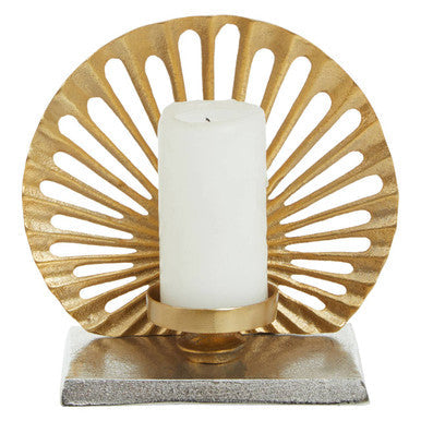 Small Two Toned Silver and Gold Finish Candle Holder