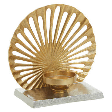 Small Two Toned Silver and Gold Finish Candle Holder