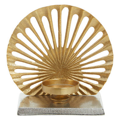 Small Two Toned Silver and Gold Finish Candle Holder