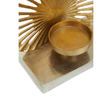 Small Two Toned Silver and Gold Finish Candle Holder